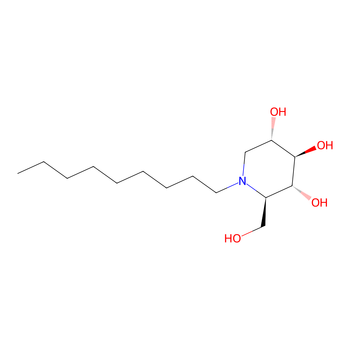 N-Nonyldeoxynojirimycin molecular structure, CAS 81117-35-3