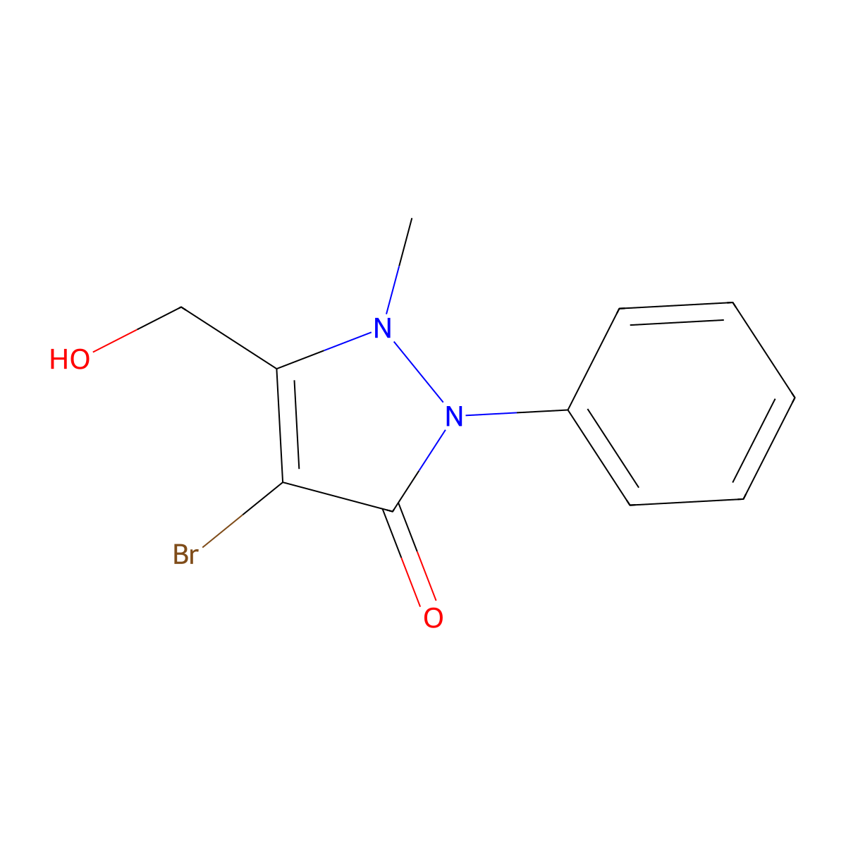 4-Bromo-3-(hydroxymethyl)-2-methyl-1-phenyl-3-pyrazolin-5-one molecular structure, CAS 81122-69-2