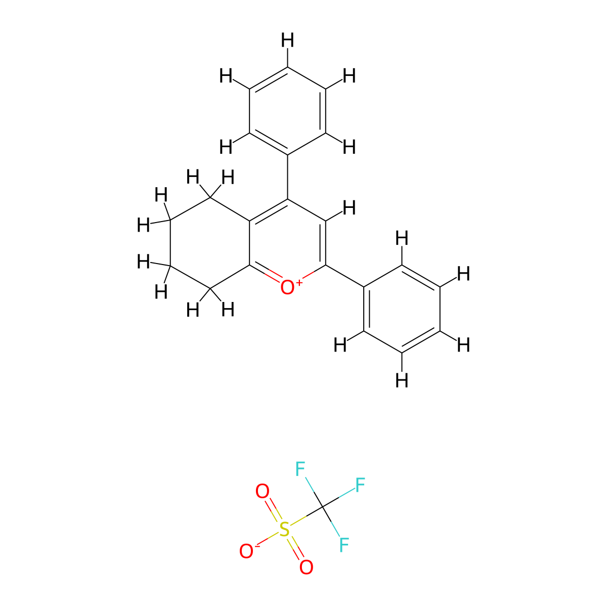 2,4-Diphenyl-5,6,7,8-tetrahydro-1-benzopyran-1-ium trifluoromethanesulfonate molecular structure, CAS 81128-01-0