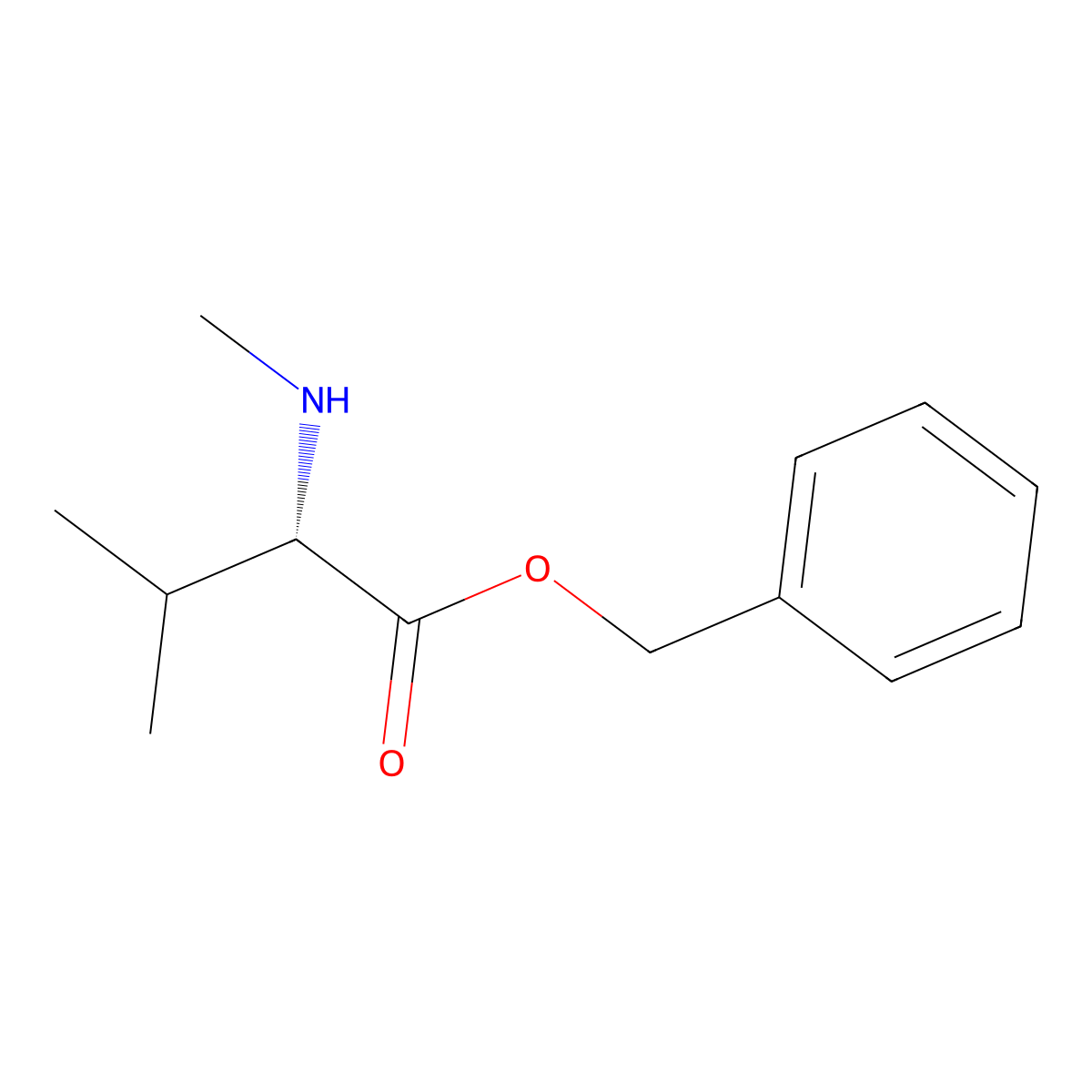 Benzyl (2S)-3-methyl-2-(methylamino)butanoate molecular structure, CAS 81135-38-8