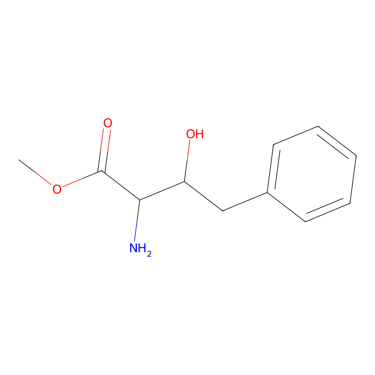 Methyl 2-amino-3-hydroxy-4-phenylbutanoate molecular structure, CAS 81135-78-6