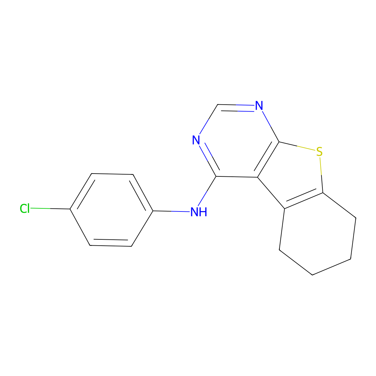 N-(4-chlorophenyl)-5,6,7,8-tetrahydro-[1]benzothiolo[2,3-d]pyrimidin-4-amine molecular structure, CAS 81136-45-0