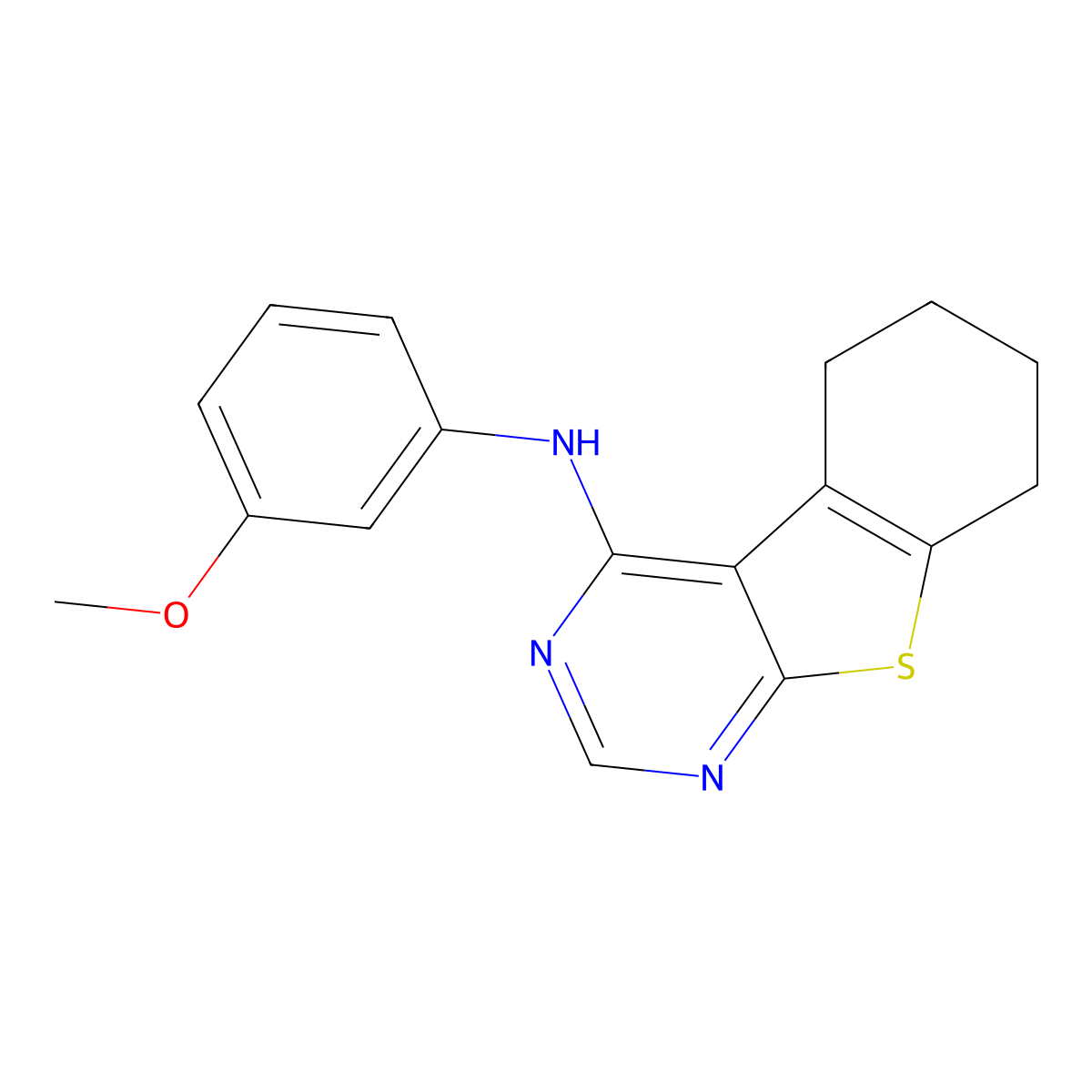 N-(3-methoxyphenyl)-5,6,7,8-tetrahydro[1]benzothieno[2,3-d]pyrimidin-4-amine molecular structure, CAS 81136-48-3