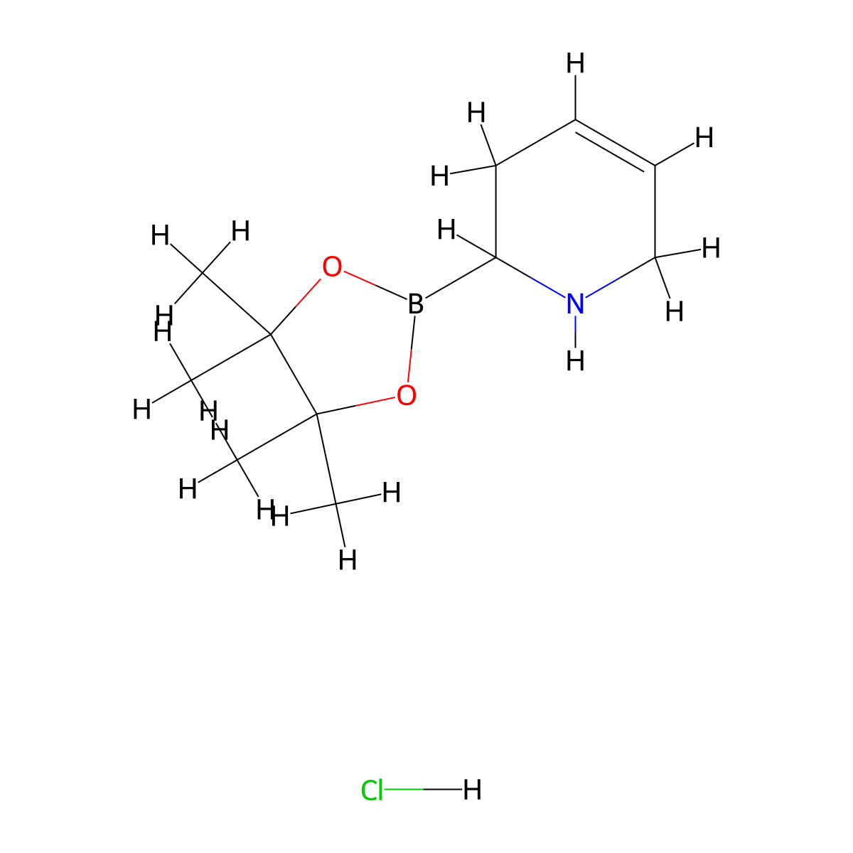 2-(4,4,5,5-Tetramethyl-1,3,2-dioxaborolan-2-yl)-1,2,3,6-tetrahydropyridinehydrochloride molecular structure, CAS 811439-26-6