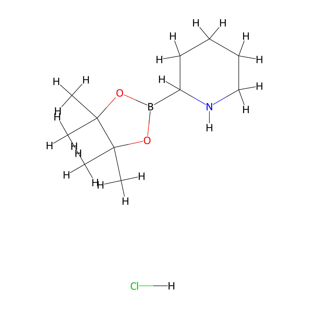 2-(4,4,5,5-Tetramethyl-1,3,2-dioxaborolan-2-yl)piperidine hydrochloride molecular structure, CAS 811439-31-3