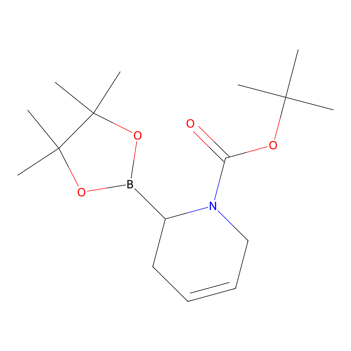 Tert-butyl 2-(4,4,5,5-tetramethyl-1,3,2-dioxaborolan-2-yl)-1,2,3,6-tetrahydropyridine-1-carboxylate molecular structure, CAS 811439-53-9
