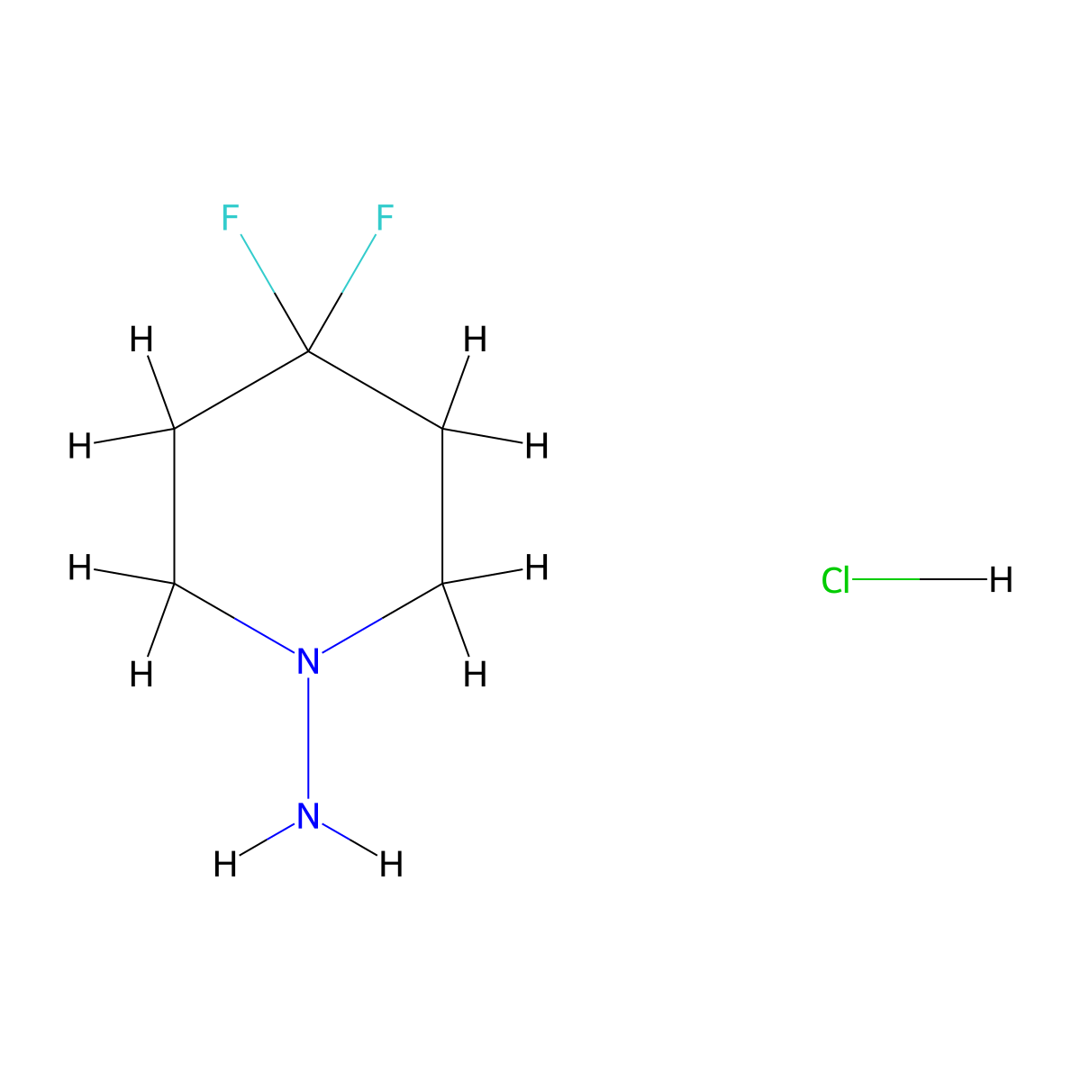 (4,4-Difluoropiperidin-1-yl)amine hydrochloride molecular structure, CAS 811442-23-6