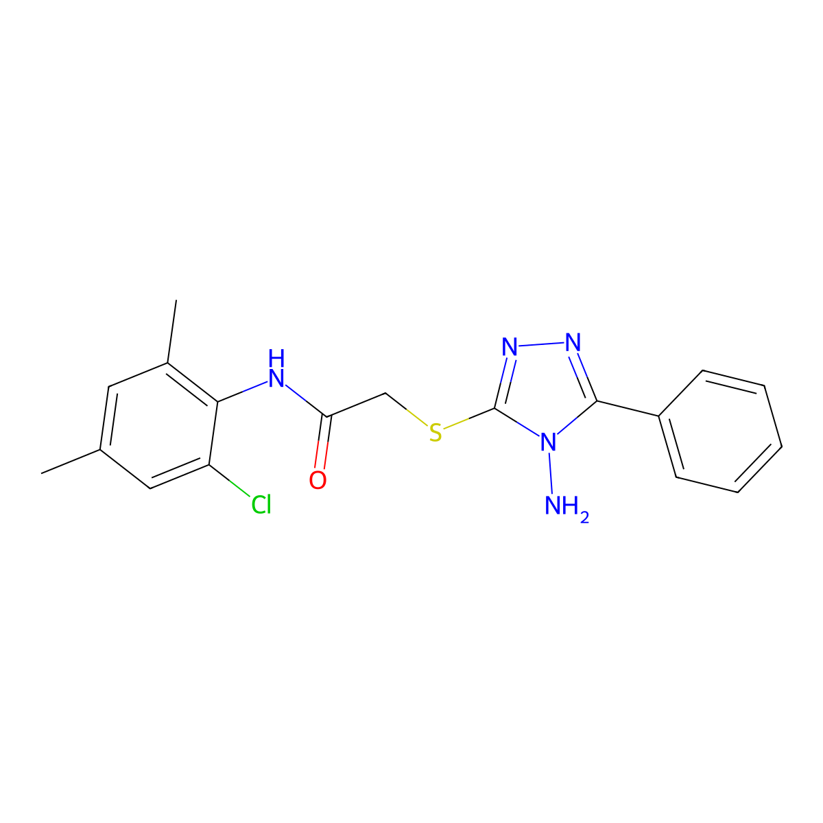 2-[(4-amino-5-phenyl-4H-1,2,4-triazol-3-yl)sulfanyl]-N-(2-chloro-4,6-dimethylphenyl)acetamide molecular structure, CAS 811459-46-8