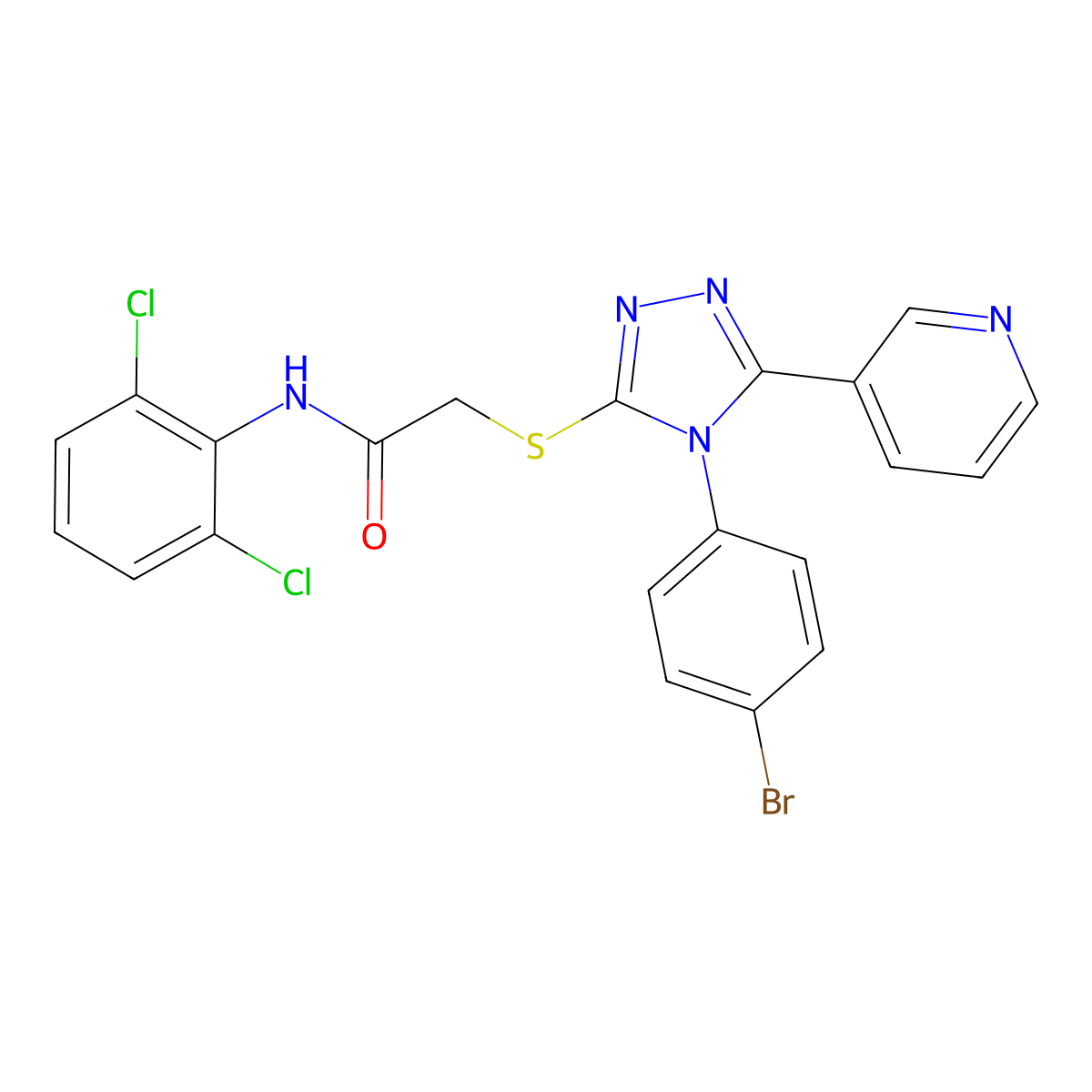 2-{[4-(4-bromophenyl)-5-(pyridin-3-yl)-4H-1,2,4-triazol-3-yl]sulfanyl}-N-(2,6-dichlorophenyl)acetamide molecular structure, CAS 811459-73-1