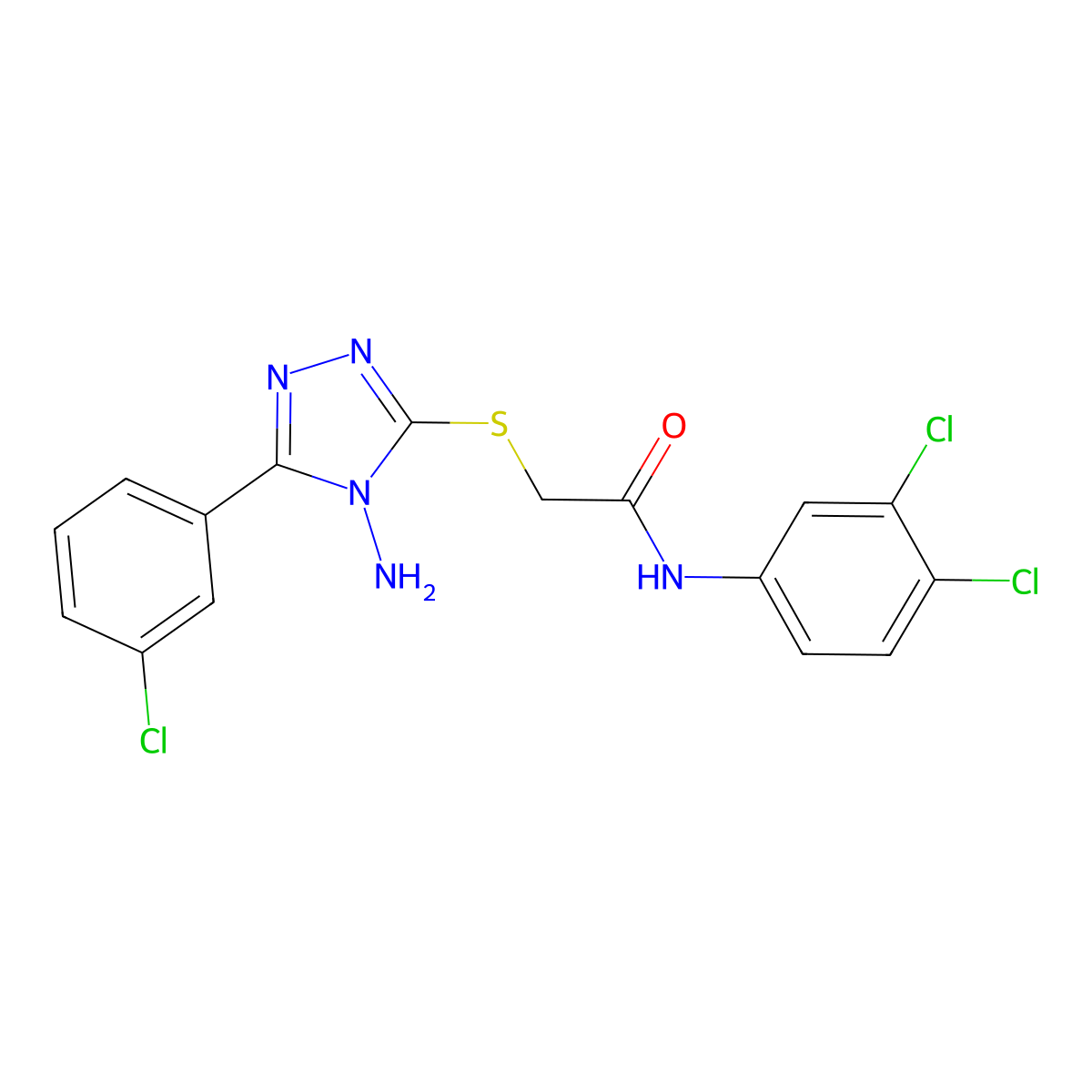 2-[4-amino-5-(3-chlorophenyl)(1,2,4-triazol-3-ylthio)]-N-(3,4-dichlorophenyl)a cetamide molecular structure, CAS 811460-17-0