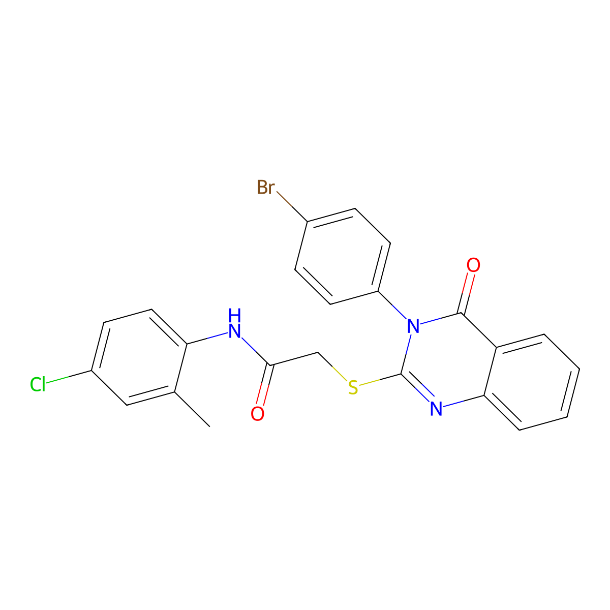 2-{[3-(4-bromophenyl)-4-oxo-3,4-dihydroquinazolin-2-yl]sulfanyl}-N-(4-chloro-2-methylphenyl)acetamide molecular structure, CAS 811460-24-9