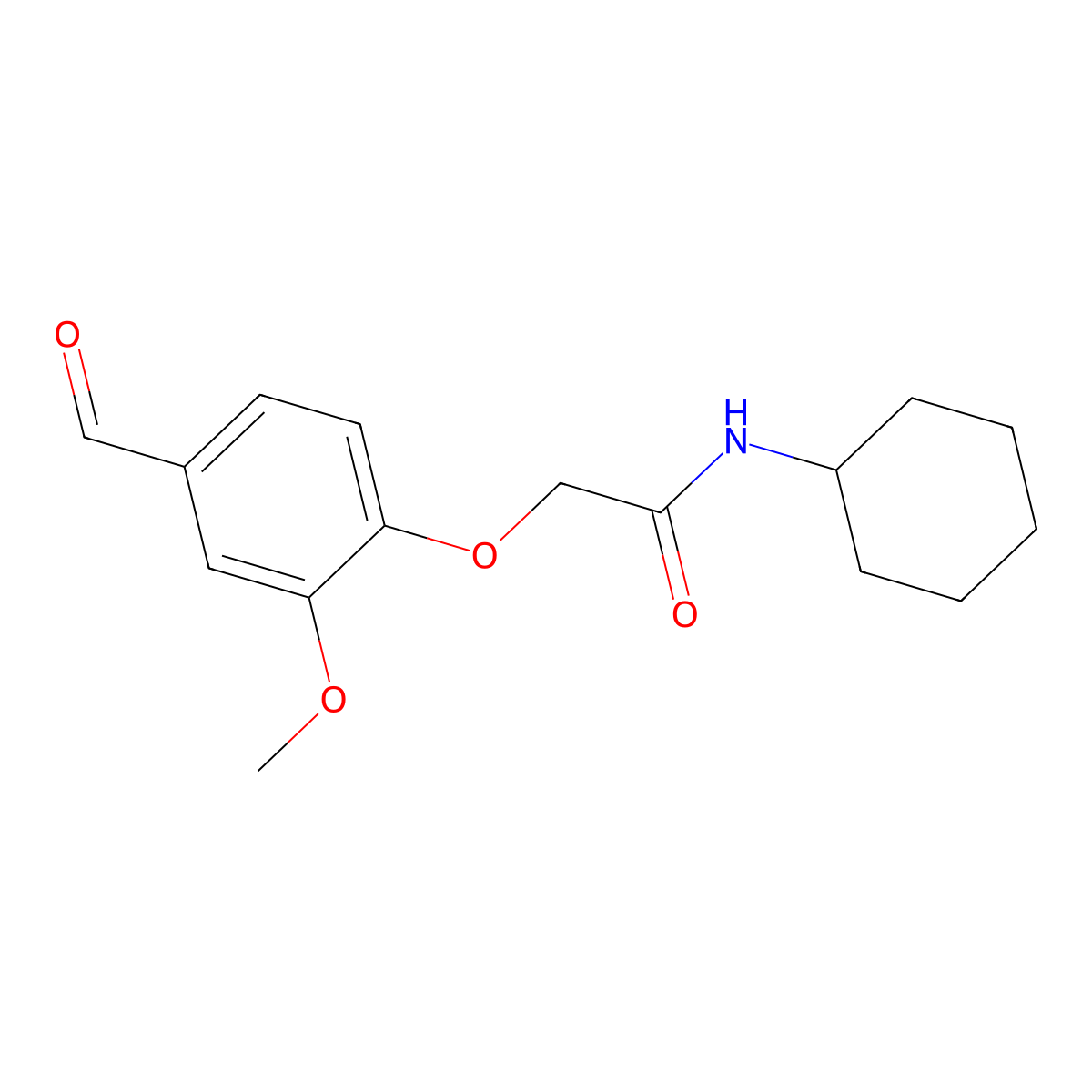 N-cyclohexyl-2-(4-formyl-2-methoxyphenoxy)acetamide molecular structure, CAS 811460-25-0
