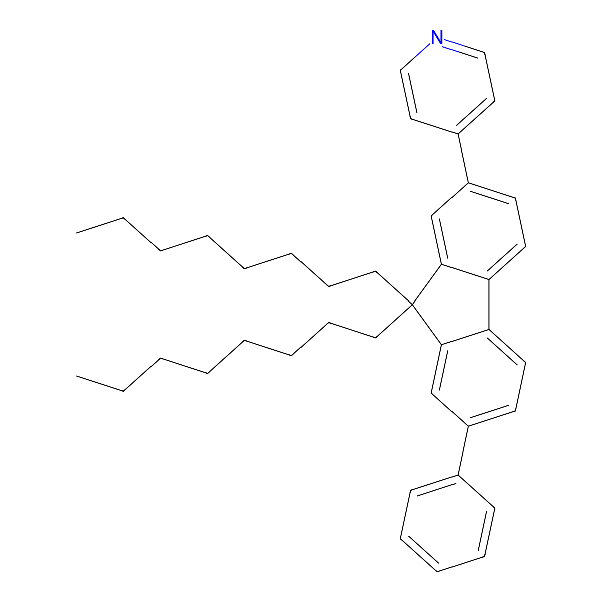 4-(9,9-Dioctyl-7-phenyl-9H-fluoren-2-yl)pyridine molecular structure, CAS 811460-27-2