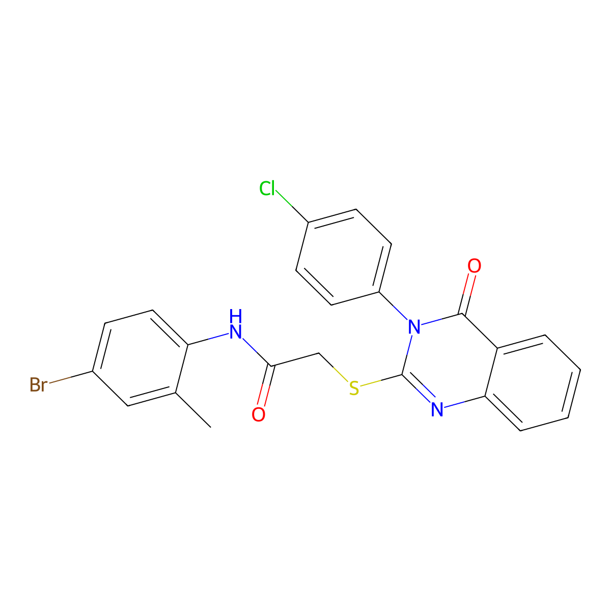 N-(4-bromo-2-methylphenyl)-2-{[3-(4-chlorophenyl)-4-oxo-3,4-dihydroquinazolin-2-yl]sulfanyl}acetamide molecular structure, CAS 811460-99-8