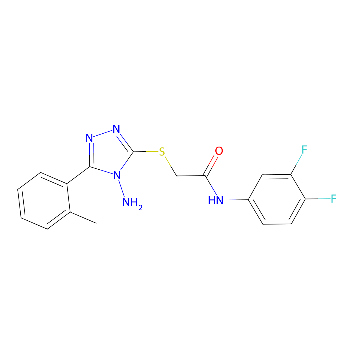 2-[4-amino-5-(2-methylphenyl)(1,2,4-triazol-3-ylthio)]-N-(3,4-difluorophenyl)a cetamide molecular structure, CAS 811461-10-6
