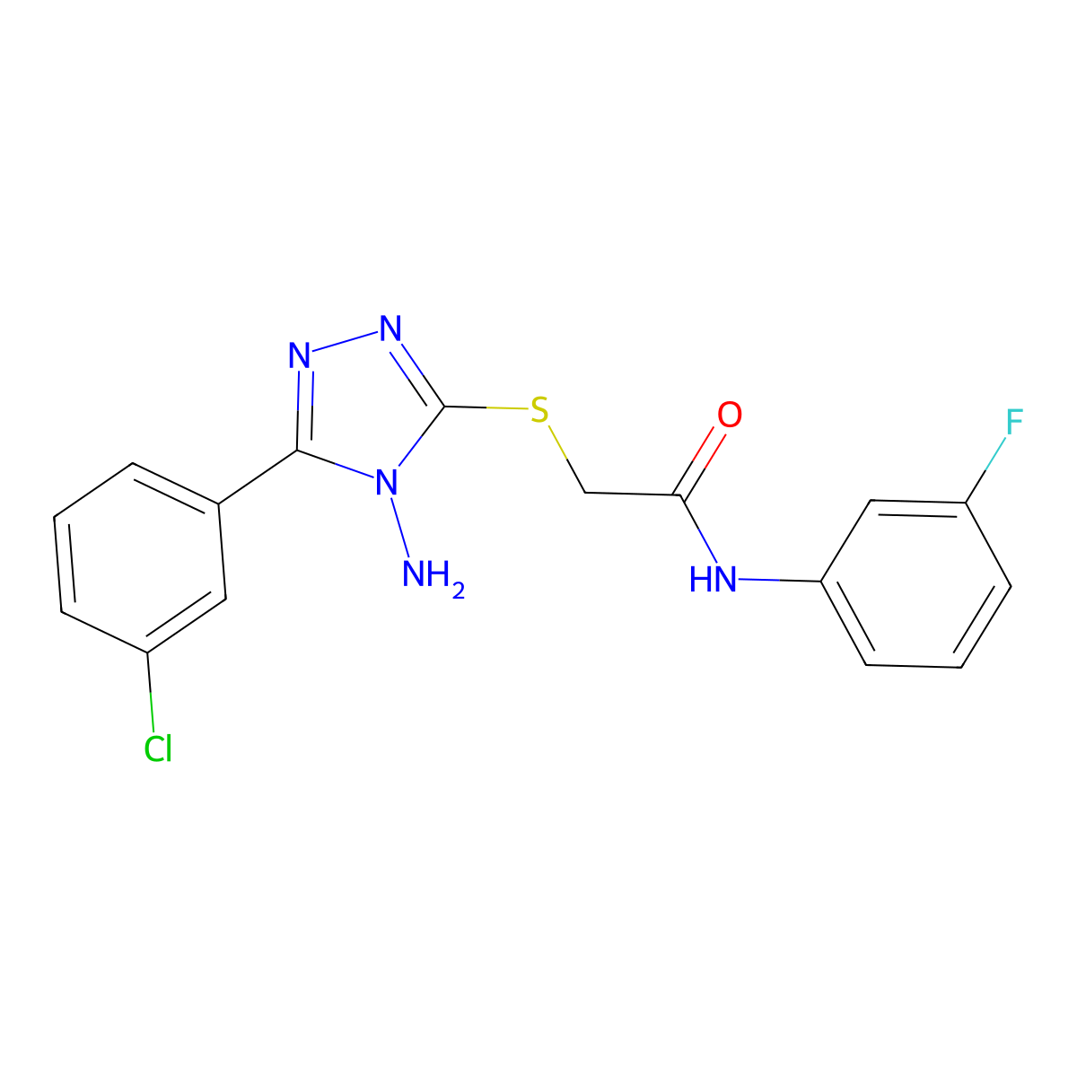 2-{[4-amino-5-(3-chlorophenyl)-4H-1,2,4-triazol-3-yl]sulfanyl}-N-(3-fluorophenyl)acetamide molecular structure, CAS 811462-22-3