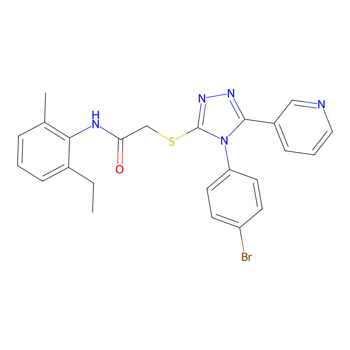 2-{[4-(4-bromophenyl)-5-(pyridin-3-yl)-4H-1,2,4-triazol-3-yl]sulfanyl}-N-(2-ethyl-6-methylphenyl)acetamide molecular structure, CAS 811462-30-3
