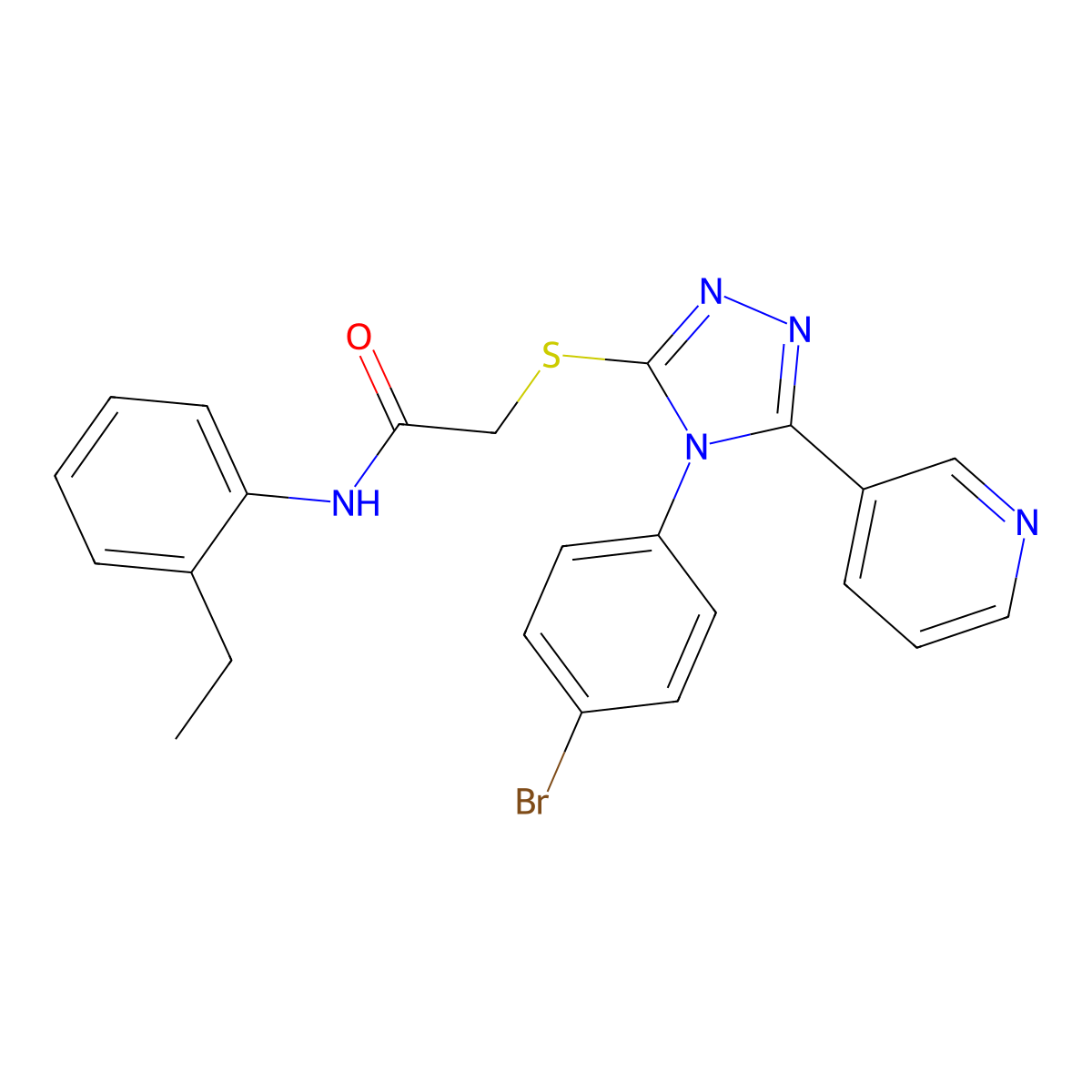 2-{[4-(4-bromophenyl)-5-(pyridin-3-yl)-4H-1,2,4-triazol-3-yl]sulfanyl}-N-(2-ethylphenyl)acetamide molecular structure, CAS 811464-13-8