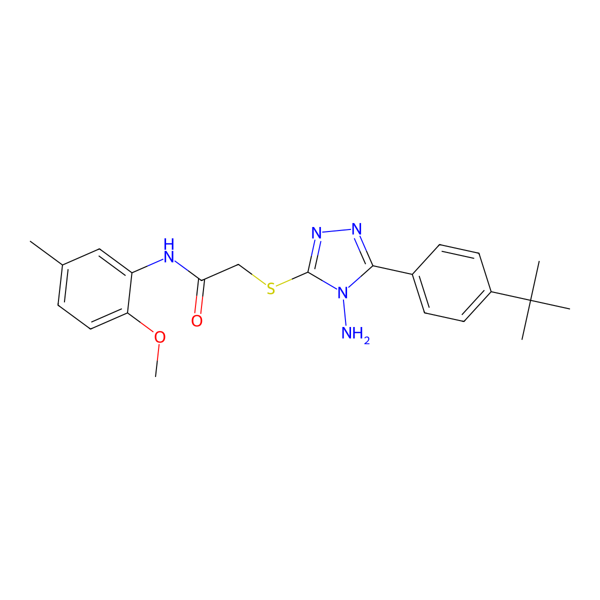 2-{[4-amino-5-(4-tert-butylphenyl)-4H-1,2,4-triazol-3-yl]sulfanyl}-N-(2-methoxy-5-methylphenyl)acetamide molecular structure, CAS 811465-67-5
