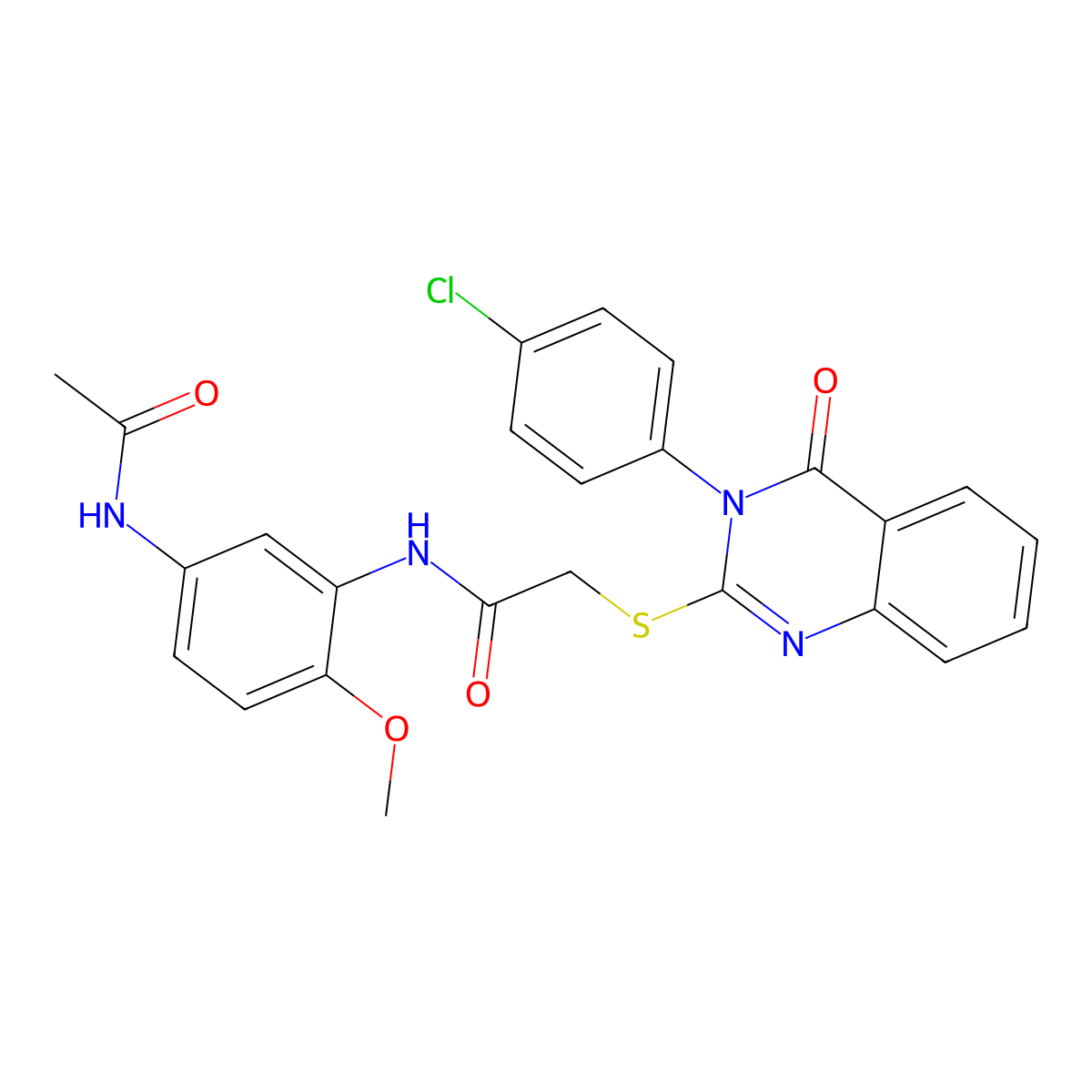 N-[5-(acetylamino)-2-methoxyphenyl]-2-{[3-(4-chlorophenyl)-4-oxo-3,4-dihydroquinazolin-2-yl]sulfanyl}acetamide molecular structure, CAS 811466-91-8