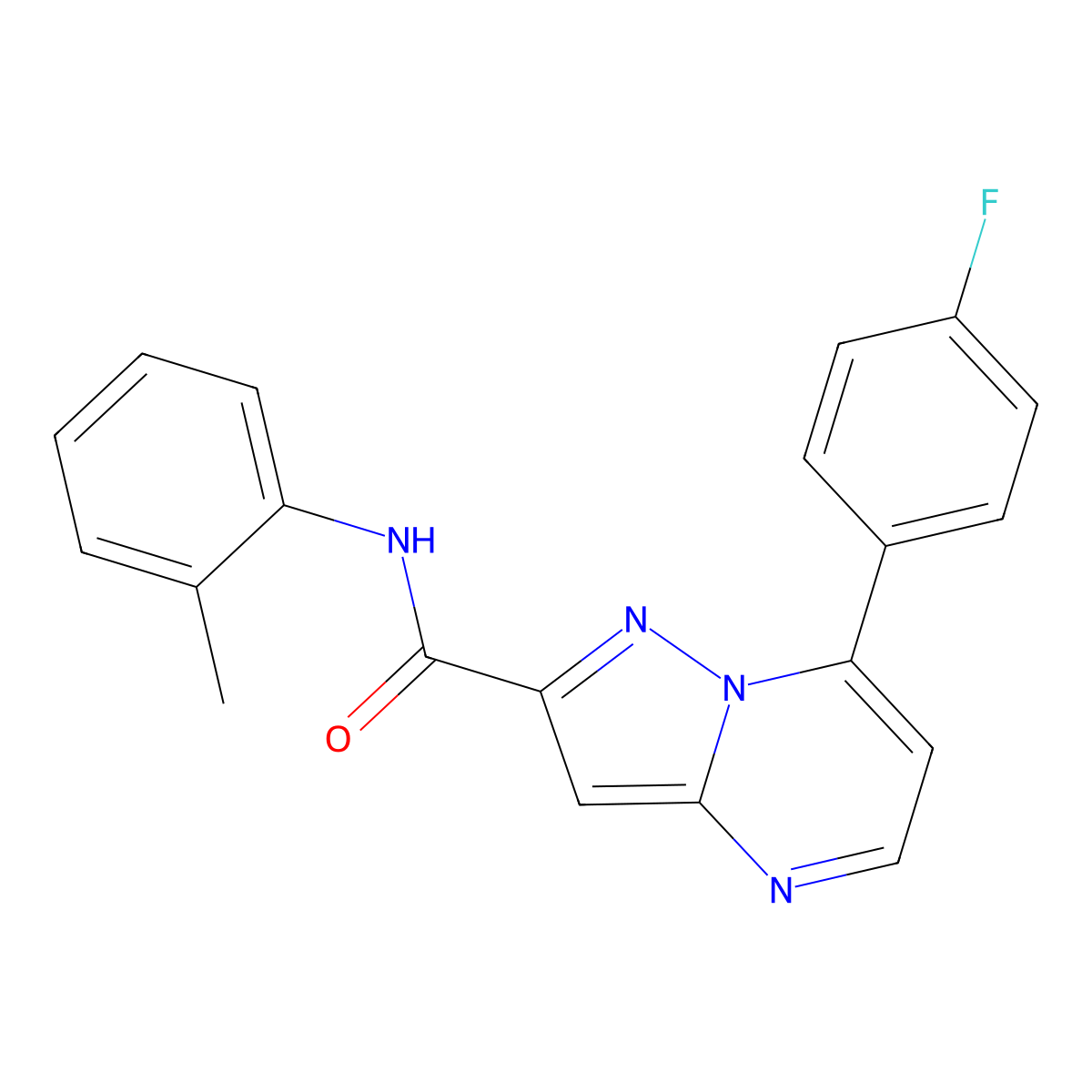 7-(4-fluorophenyl)-N-(2-methylphenyl)pyrazolo[1,5-a]pyrimidine-2-carboxamide molecular structure, CAS 811468-65-2