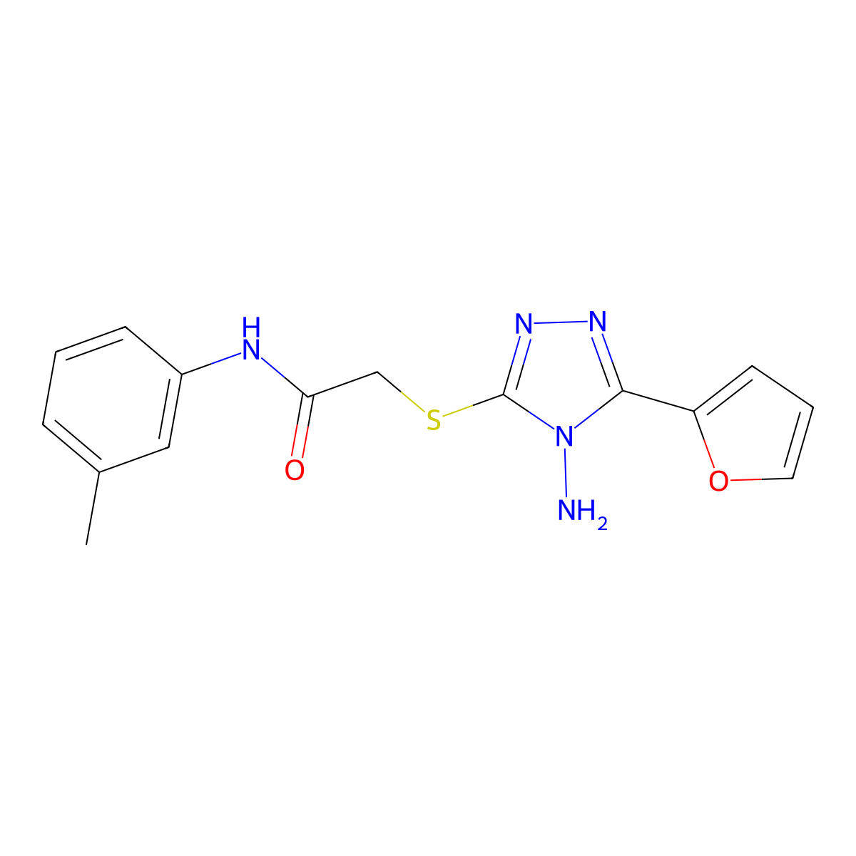 2-((4-amino-5-(furan-2-yl)-4H-1,2,4-triazol-3-yl)thio)-N-(m-tolyl)acetamide molecular structure, CAS 811468-71-0
