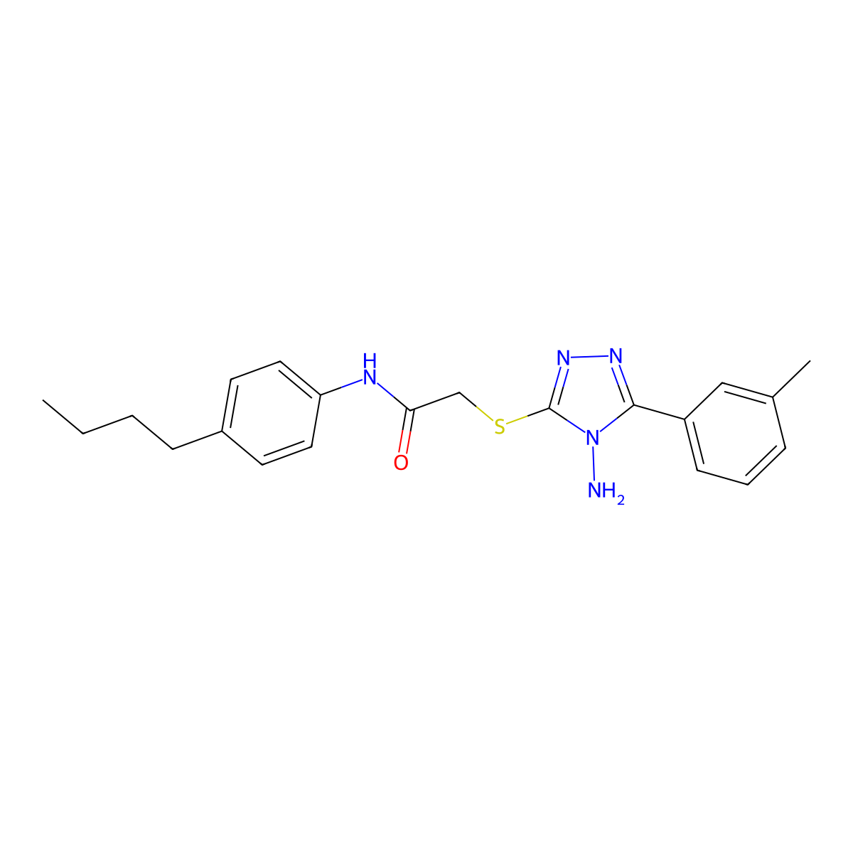 2-((4-amino-5-(m-tolyl)-4H-1,2,4-triazol-3-yl)thio)-N-(4-butylphenyl)acetamide molecular structure, CAS 811469-36-0