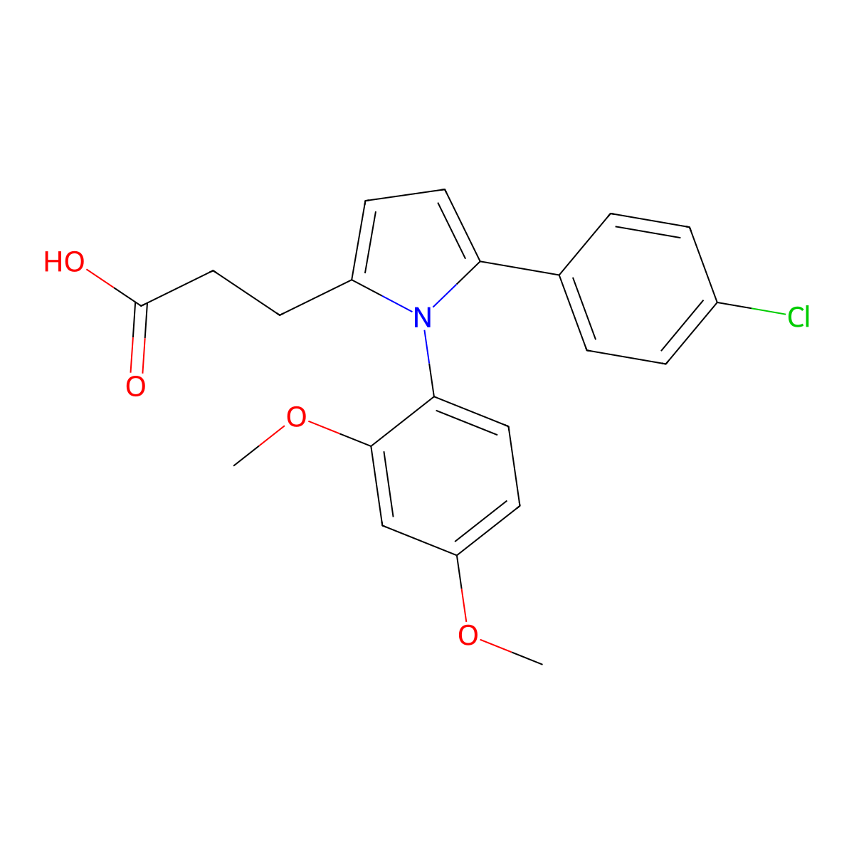 3-[5-(4-chlorophenyl)-1-(2,4-dimethoxyphenyl)pyrrol-2-yl]propanoic Acid molecular structure, CAS 811469-57-5