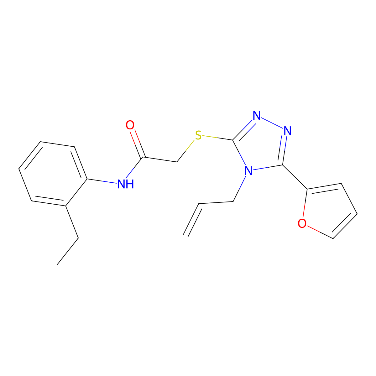 N-(2-ethylphenyl)-2-{[5-(furan-2-yl)-4-(prop-2-en-1-yl)-4H-1,2,4-triazol-3-yl]sulfanyl}acetamide molecular structure, CAS 811471-68-8
