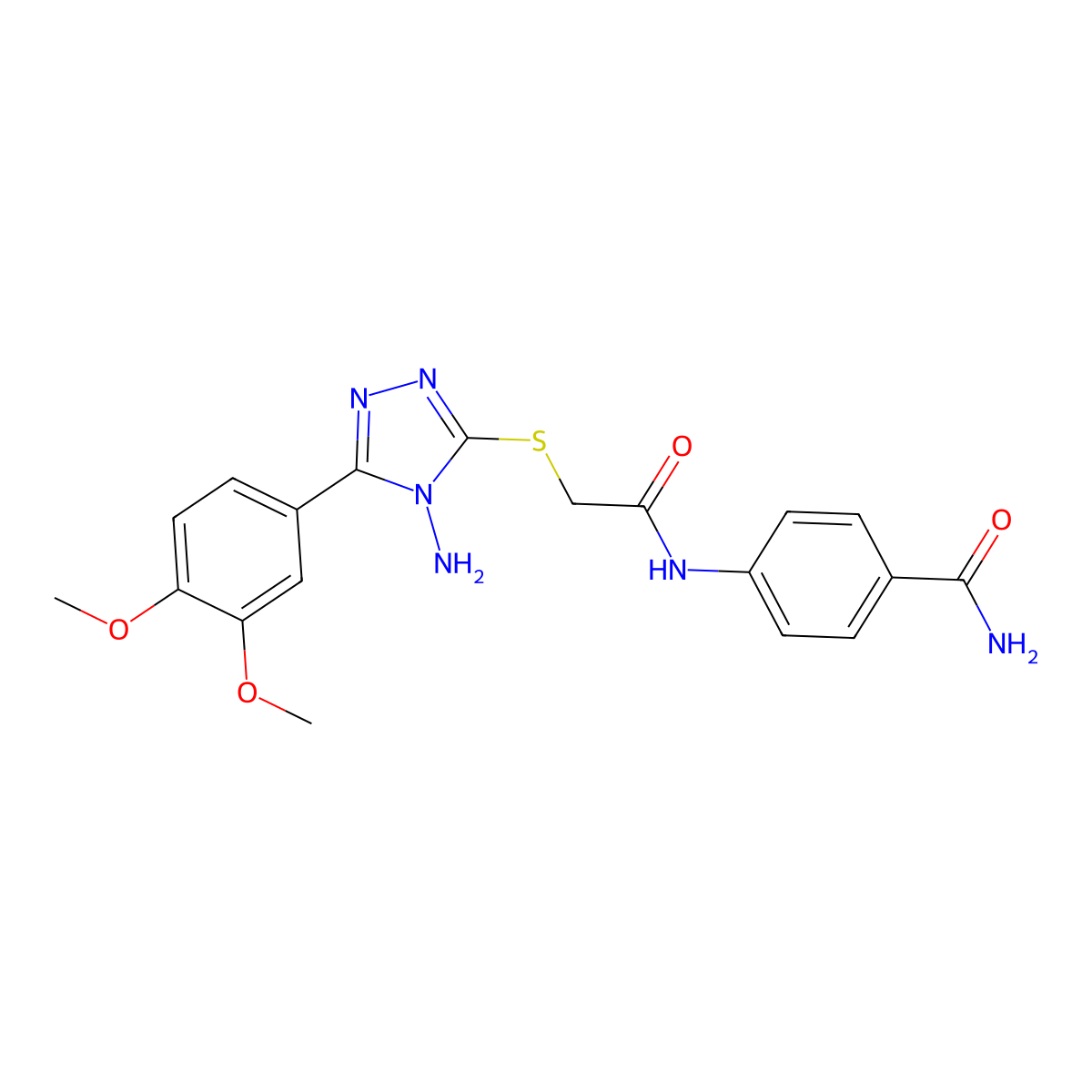 4-[({[4-amino-5-(3,4-dimethoxyphenyl)-4H-1,2,4-triazol-3-yl]sulfanyl}acetyl)amino]benzamide molecular structure, CAS 811471-80-4