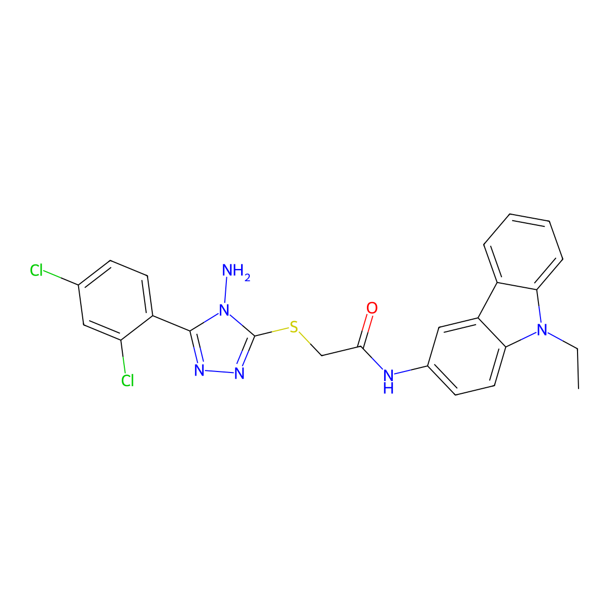 2-{[4-amino-5-(2,4-dichlorophenyl)-4H-1,2,4-triazol-3-yl]sulfanyl}-N-(9-ethyl-9H-carbazol-3-yl)acetamide molecular structure, CAS 811472-74-9
