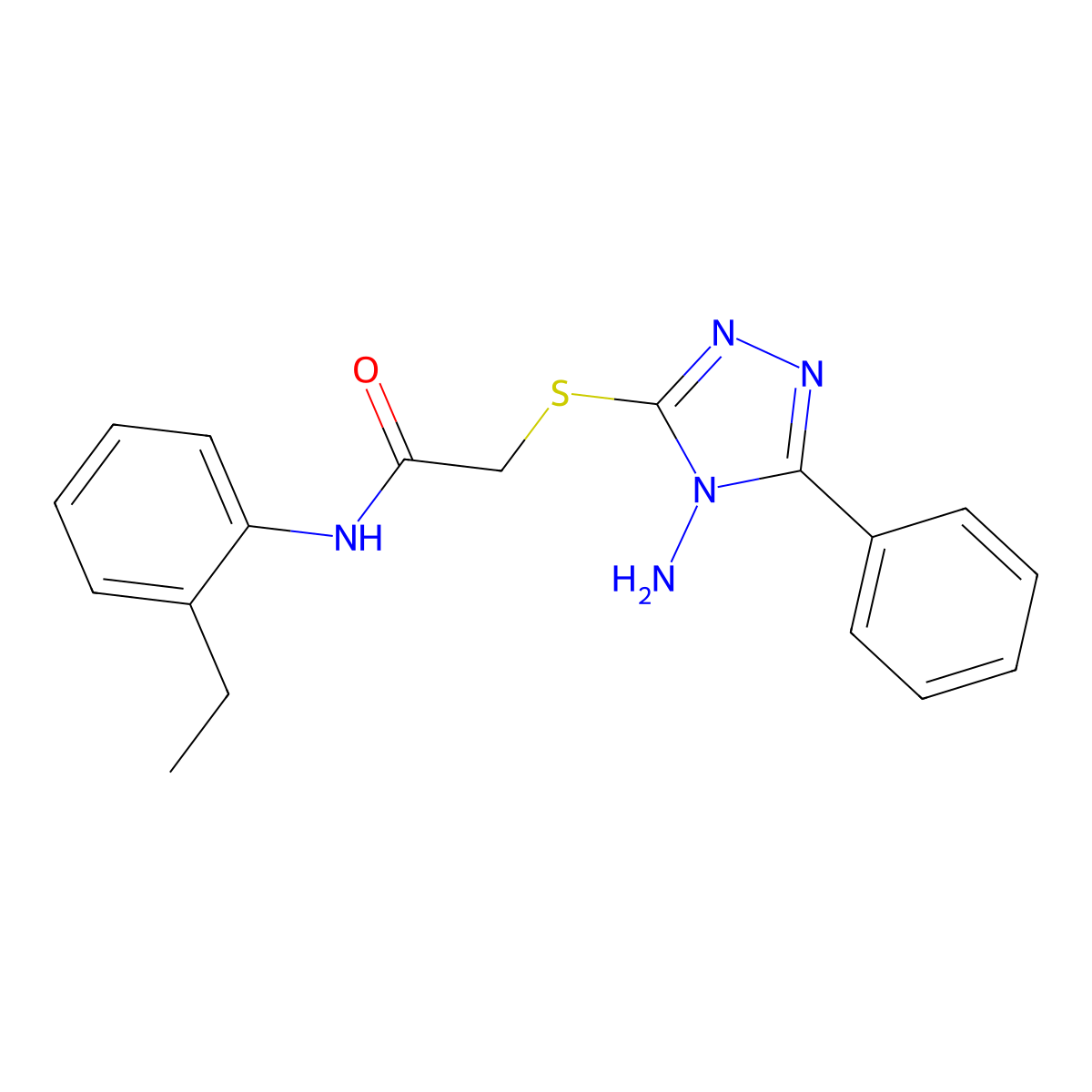 2-((4-amino-5-phenyl-4H-1,2,4-triazol-3-yl)thio)-N-(2-ethylphenyl)acetamide molecular structure, CAS 811473-49-1