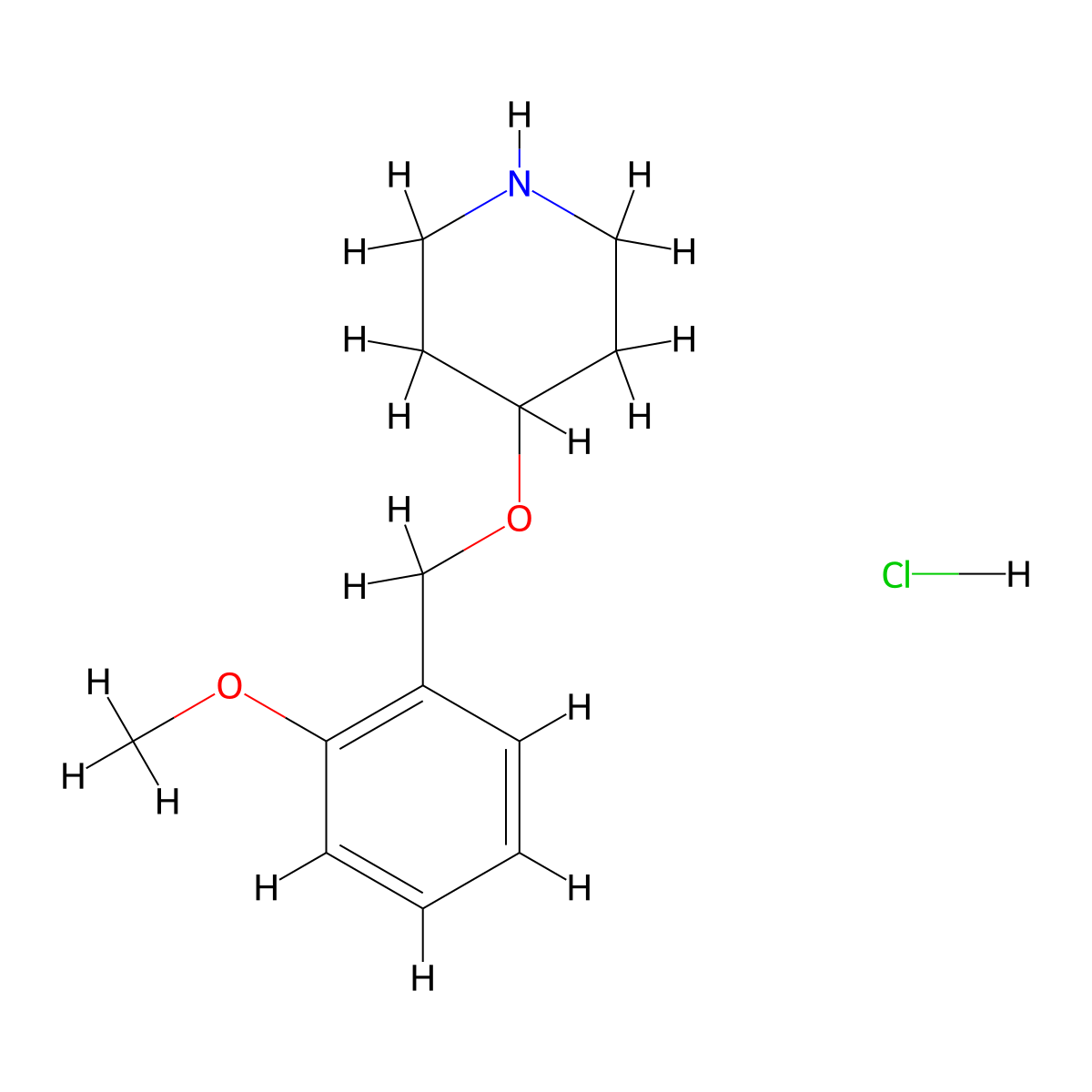 4-[(2-Methoxyphenyl)methoxy]piperidine hydrochloride molecular structure, CAS 81151-57-7
