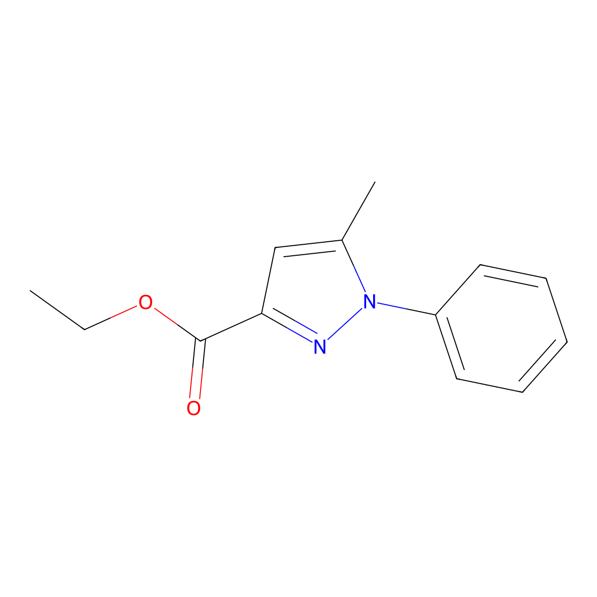 Ethyl 5-methyl-1-phenyl-1H-pyrazole-3-carboxylate molecular structure, CAS 81153-64-2