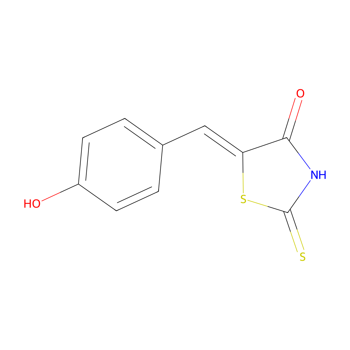 (5Z)-5-((4-hydroxyphenyl)methylidene)-2-sulfanylidene-1,3-thiazolidin-4-one molecular structure, CAS 81154-14-5