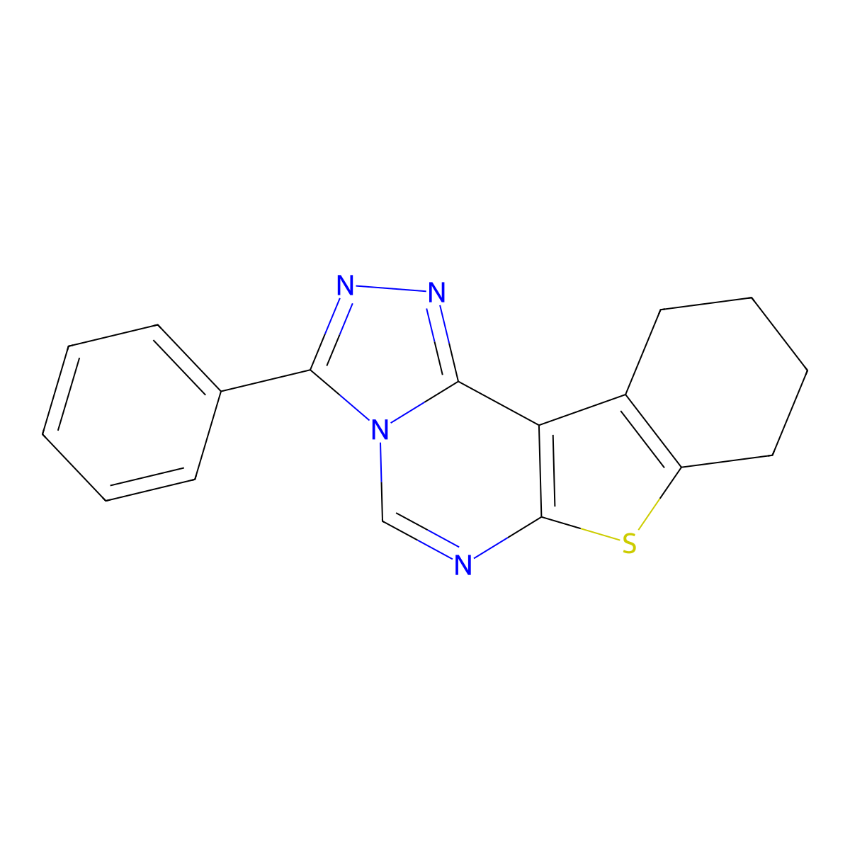 3-Phenyl-8,9,10,11-tetrahydro[1]benzothieno[3,2-e][1,2,4]triazolo[4,3-c]pyrimidine molecular structure, CAS 81154-33-8