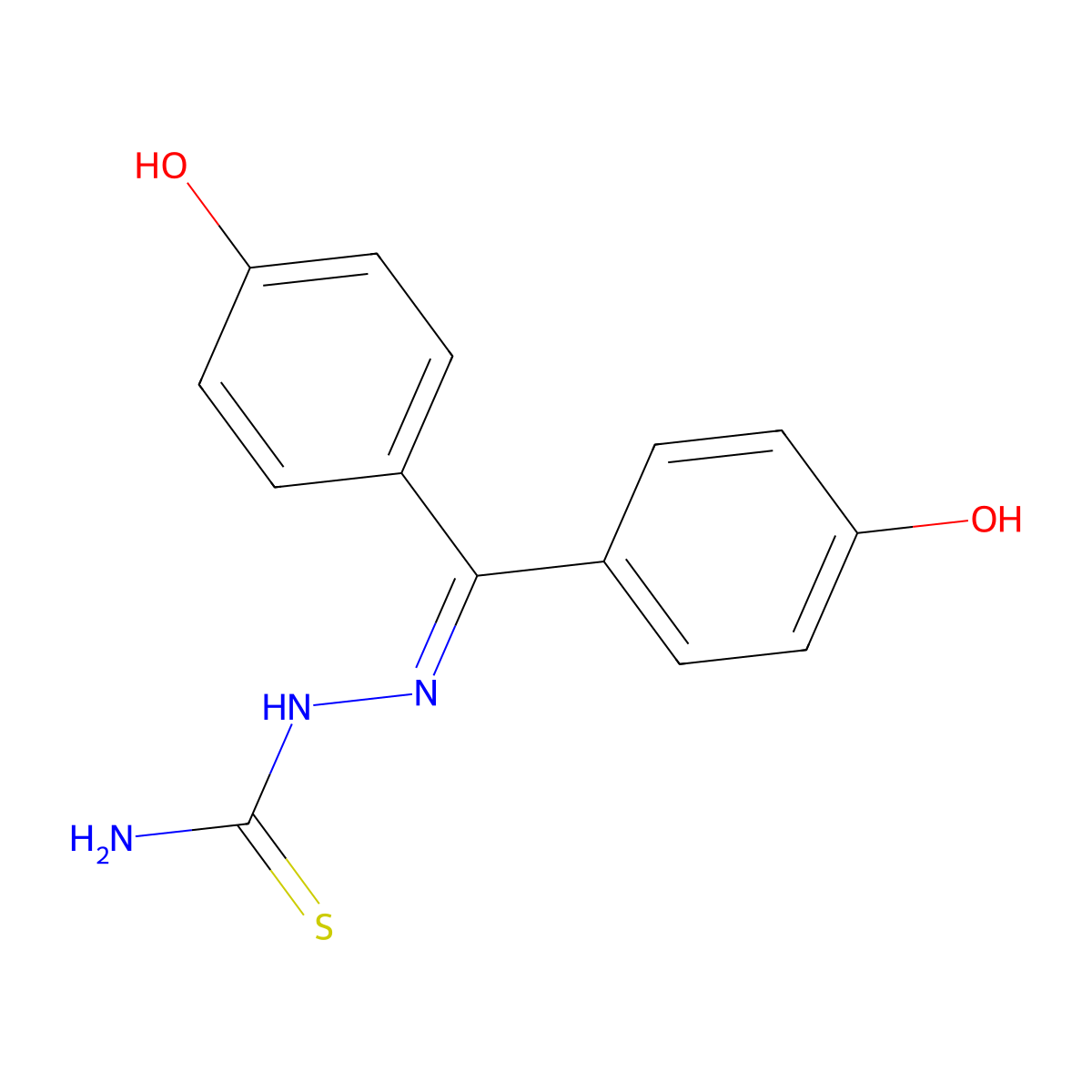 Hydrazinecarbothioamide, 2-[bis(4-hydroxyphenyl)methylene]- molecular structure, CAS 81156-57-2