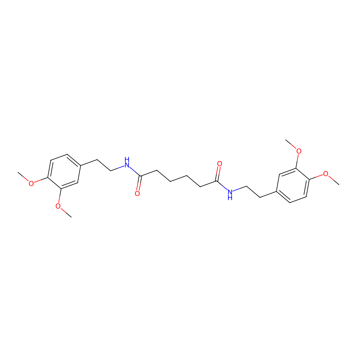 N,N'-bis[2-(3,4-dimethoxyphenyl)ethyl]hexanediamide molecular structure, CAS 81165-75-5
