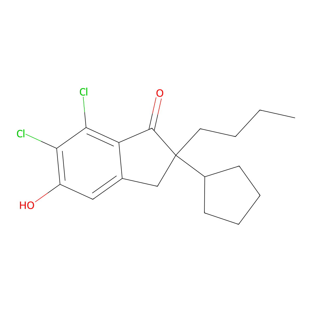 2-Butyl-6,7-dichloro-2-cyclopentyl-5-hydroxy-1-indanone molecular structure, CAS 81166-50-9