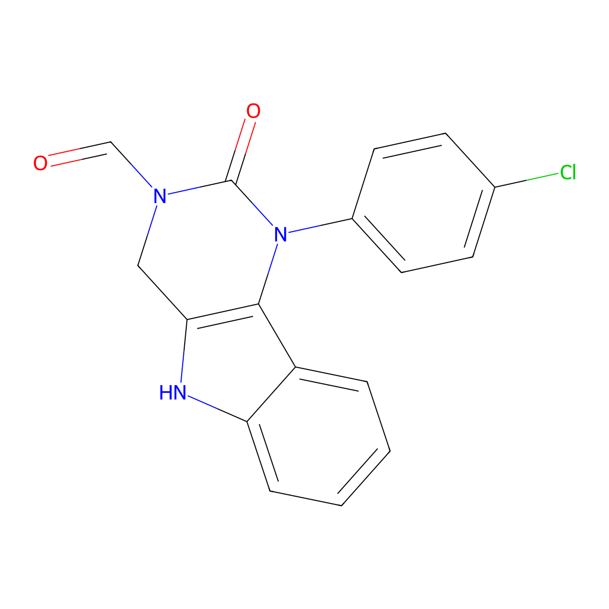 1-(4-chlorophenyl)-2-oxo-1,2,4,5-tetrahydro-3H-pyrimido[5,4-b]indole-3-carbaldehyde molecular structure, CAS 811795-24-1