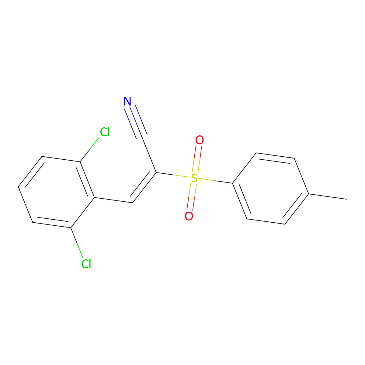 3-(2,6-Dichlorophenyl)-2-(4-methylphenyl)sulfonylprop-2-enenitrile molecular structure, CAS 811826-50-3