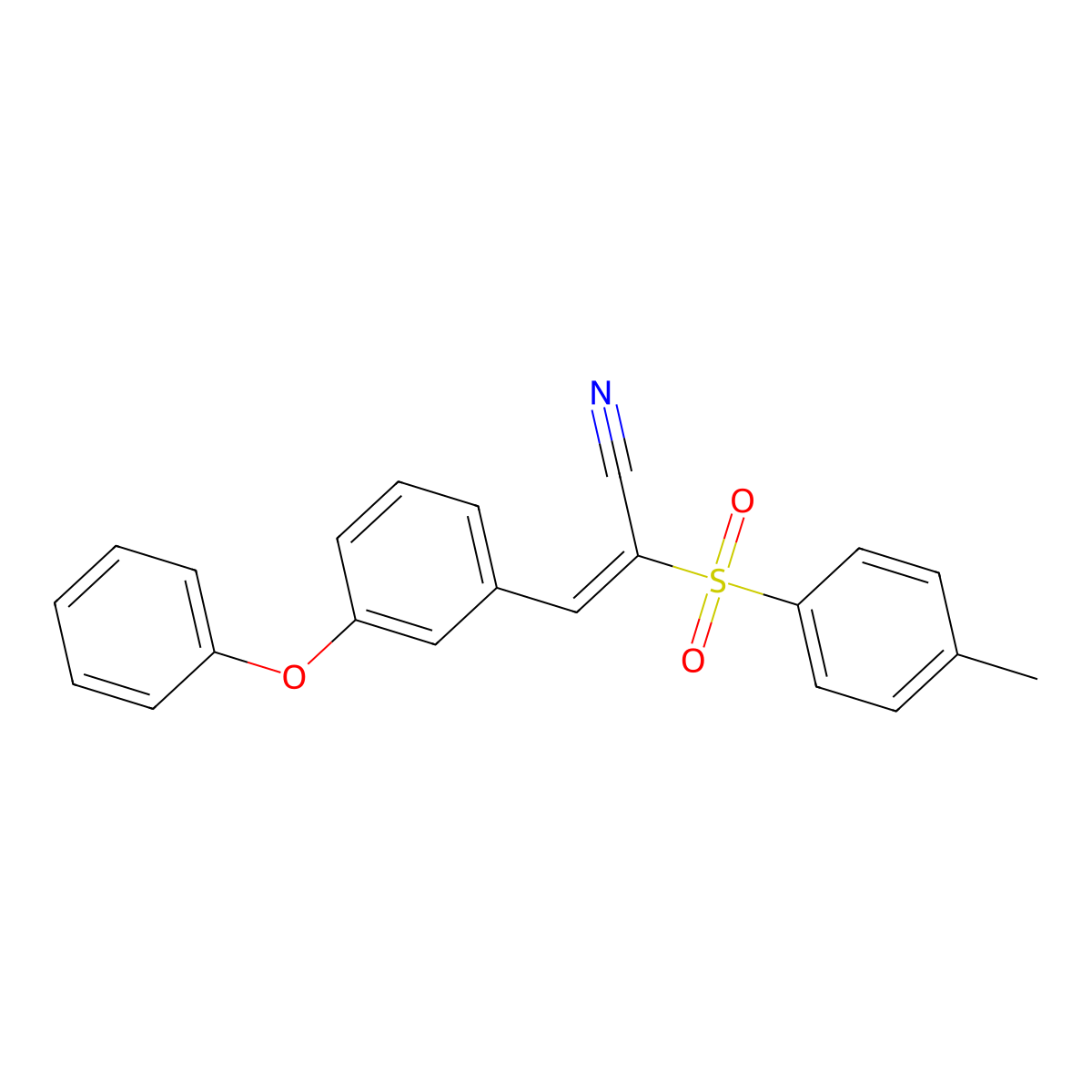 (E)-2-(4-methylphenyl)sulfonyl-3-(3-phenoxyphenyl)prop-2-enenitrile molecular structure, CAS 811831-02-4