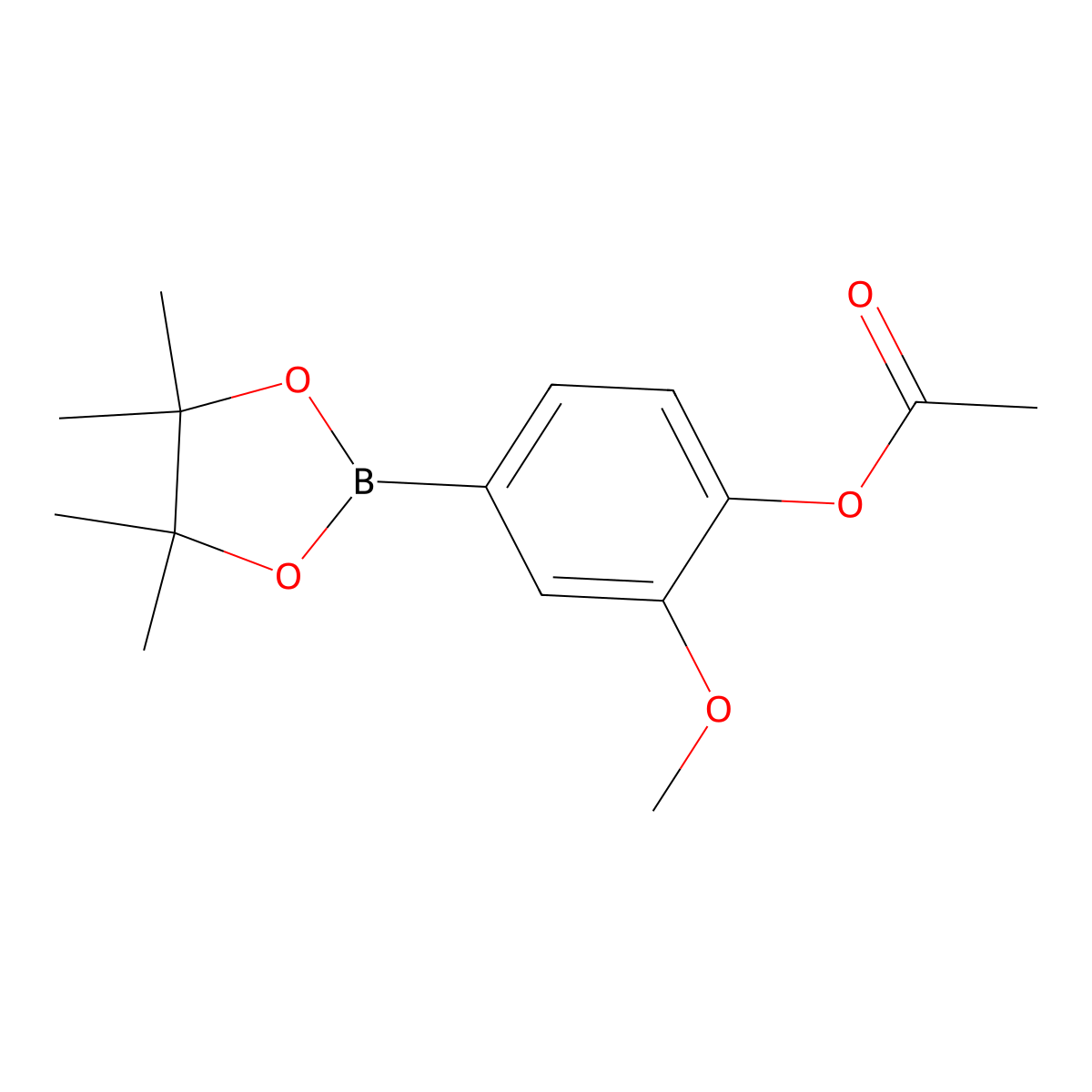 2-Methoxy-4-(4,4,5,5-tetramethyl-1,3,2-dioxaborolan-2-yl)phenyl acetate molecular structure, CAS 811841-45-9