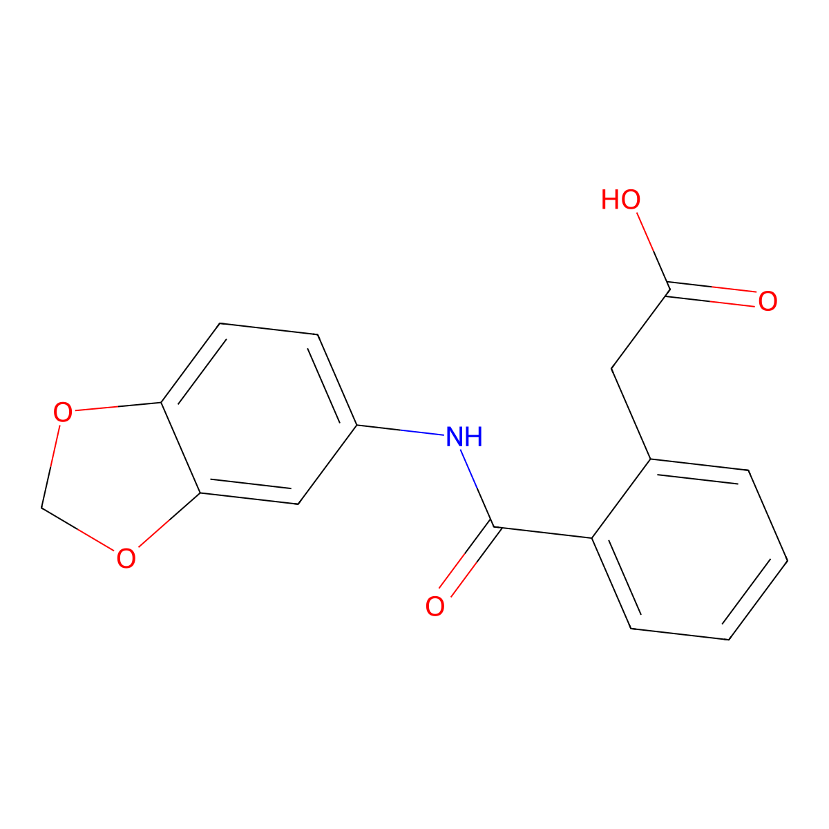 2-(2-(Benzo[d][1,3]dioxol-5-ylcarbamoyl)phenyl)acetic acid molecular structure, CAS 811841-53-9