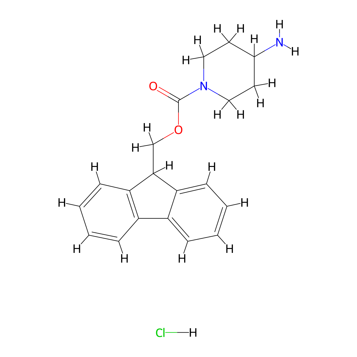 (9H-fluoren-9-yl)methyl 4-aminopiperidine-1-carboxylate hydrochloride molecular structure, CAS 811841-89-1