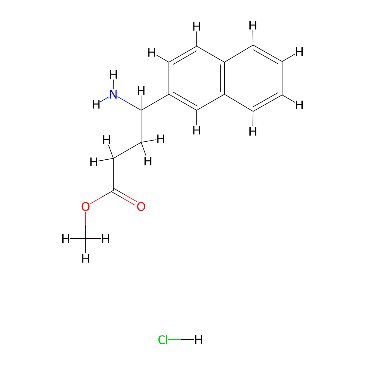 Methyl 4-amino-4-naphthalen-2-yl-butyrate hydrochloride molecular structure, CAS 811842-04-3