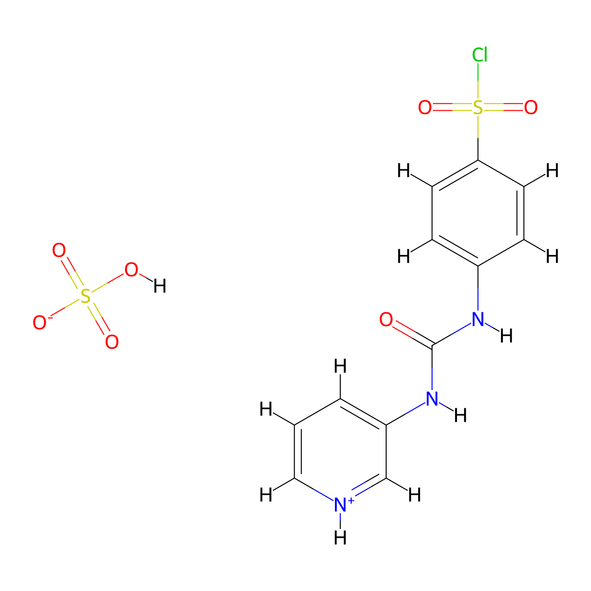 4-(3-Pyridin-3-yl-ureido)benzenesulfonyl chloride hydrogen sulfate molecular structure, CAS 811842-71-4