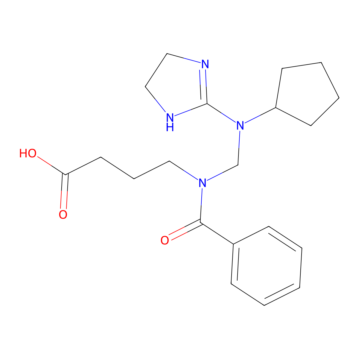 Butyric acid, 4-(benzoyl((cyclopentyl(4,5-dihydro-1H-imidazol-2-yl)amino)methyl)amino)- molecular structure, CAS 81186-21-2