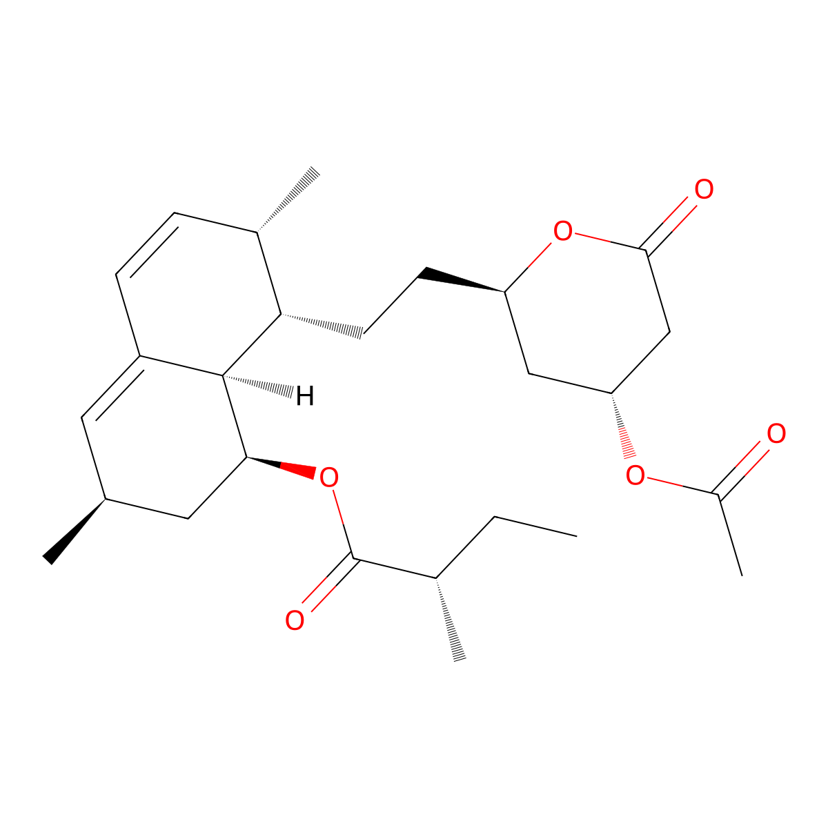 Acetyllovastatin molecular structure, CAS 81189-92-6