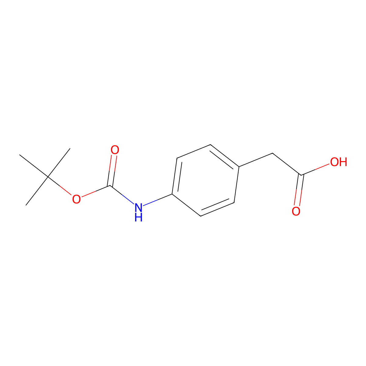 2-(4-((Tert-butoxycarbonyl)amino)phenyl)acetic acid molecular structure, CAS 81196-09-0